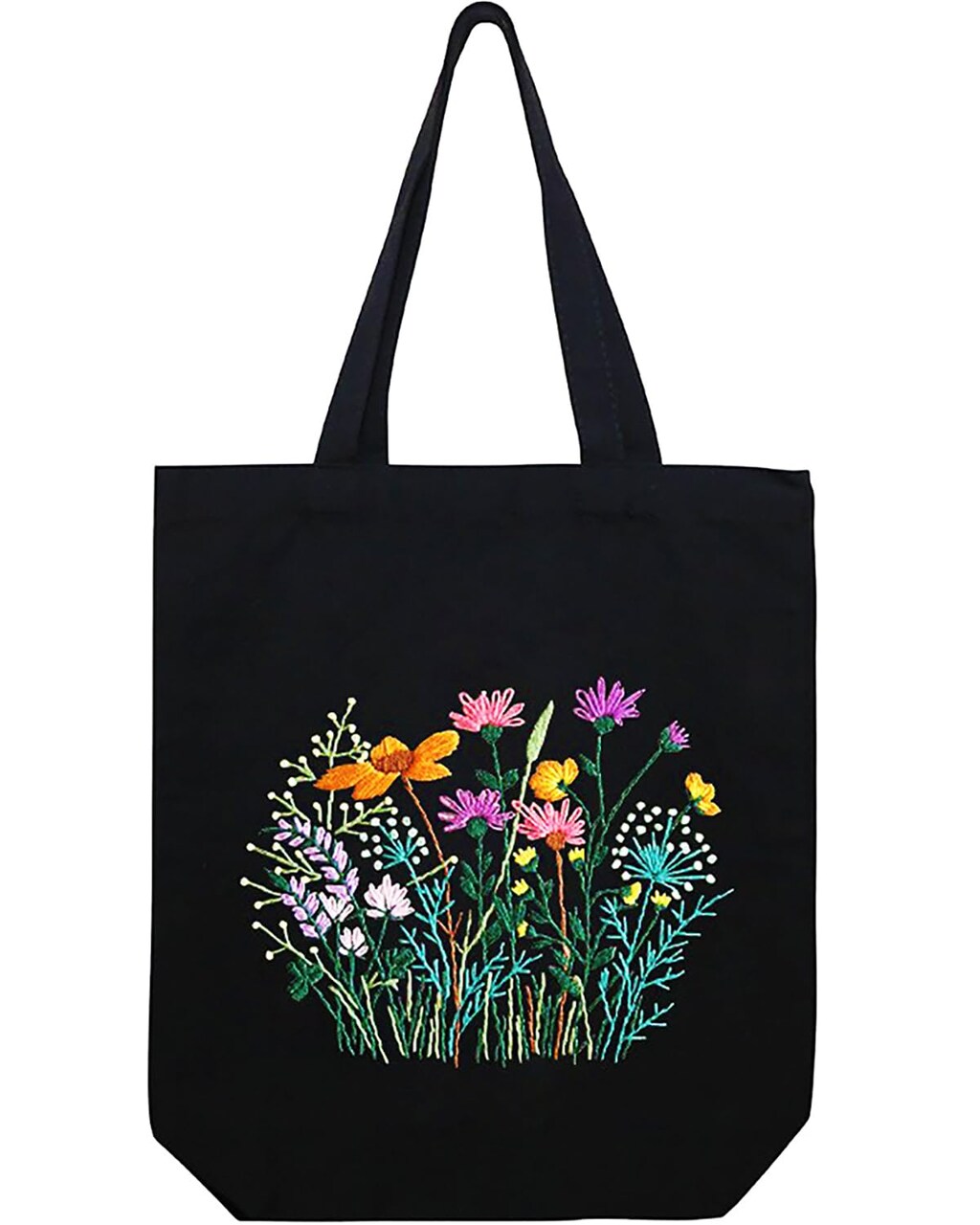 Canvas Tote Bag Embroidery Kit with Pattern, Beginner Embroidery Kits for Adults, Arts and DIY Crafts Embroidery Starter kit, Include Stamped Embroidery Bag, Embroidery Hoops, Color Threads and Tool.